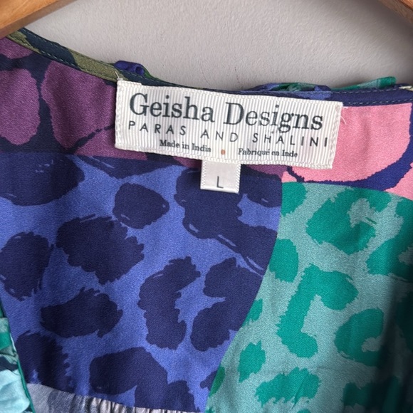 Geisha Designs for Anthropologie Long-Sleeve Printed Maxi Dress Large - Picture 8 of 15